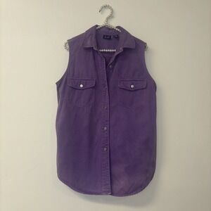 VTG Women's Sz Med Purple Denim Vest with Button-Up Pockets Western Cowgirl Jean